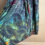 Croft & Barrow Tropical Leaf Print Midi Dress Blue Green Belted Pocketed S Photo 4