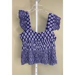 Bell  NWT Rey Beaded Border Print Top in Blue Multi Size L Photo 4