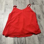 Zenana  large Women’s Bright Red Tank Top Dress Shirt Button Up detail v neck Photo 2