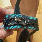 Coach  Sammy blue and green canvas navy hardware and patent detail sandals Photo 1