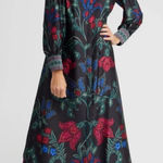 Chico's  Satin Scroll Print Shirt Dress 1.5 US 10 Black Floral Button Artsy Boho Photo 0