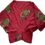 Chaitanya Womens Butterfly Sleeve Blouse Top Medallion Red Free Size Size undefined Photo 0
