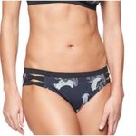 Athleta  Fiore Black‎ Floral Strappy Bikini Bottoms Large Photo 0