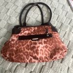 B MAKOWSKY Medium Blk Leather 2 Handle 3 Section Leopard Lining W/ Zippered Area Black Photo 9