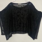 Scala  Black Sheer Floral Blouse Photo 3