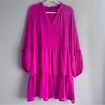 Vince Camuto Long Sleeve Tiered Mini Dress Orchid Pink Size Large Photo 3