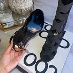 Balmain New  Tali Black Peep-Toe Lattice Suede Stiletto Booties Photo 9