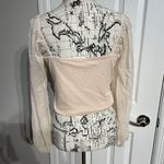 Socialite NWOT Polka Dot Ruched Long Sleeve sheer Coquette Coastal Pastel Cottage Crop Top Blouse heart neck Photo 2