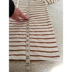 J.Crew Long Sleeve Knit Ruffle Stripe Henley Top Brandy & Cream Size XXS Photo 4