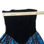 Gunne Sax Vtg  Women's 9/10 Strapless Dress Black Velour‎ Blue Floral Whimsigoth Photo 6