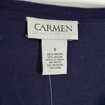 Carmen Marc Valvo NWT Women’s Split Neck 3/4 Sleeve Gold Rings Top Blue Small Photo 5