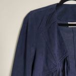 VERO MODA Women's Navy Open Faux Suede Southwestern Fringe Jacket Extra Small Photo 4