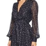 Kate Spade  Dress Night Sky Dot Mini Rich Navy Silver Star Sheer Layered Size 2 Photo 0