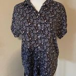 Universal Threads Universal Thread Floral Collared Button Up Short Sleeve Tee Photo 2