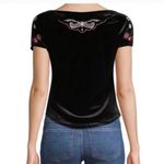 Free People  | Black Velvet Party Train Boatneck Top, Sz XS Photo 2