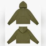 NEW Green Half Zip Cropped Hoodie Fall Long Sleeve Sweatshirts Pockets 2X Photo 6