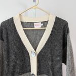 BRODIE Cashmere sz S Striped V Neck Button Up Cardigan Sweater Preppy Collegiate Tan Photo 1