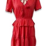 Nsr Kailani Dress Tiered V-Neck Short Sleeve Eyelet Lace Cotton Red W US S NWOT Photo 0
