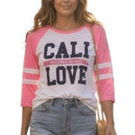 Reflex Cali Love Shirt Womens Medium California Republic Graphic Raglan Tee White Photo 0