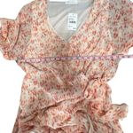 All in Favor Simone Floral Wrap Front Minidress in Multi Animal Peach Women XL Photo 5