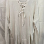 BCBGeneration  women's white cream laced neck long sleeve knit sweater stretch M Photo 0