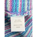 A7 Y2K VTG Appleseeds Striped Linen Cotton Blend Button Front Cardigan Sweater Pink Size M Photo 3