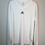 Adidas  Womens Primegreen V-Neck Shirt White Base Layer Long Sleeve Stretch Large Photo 0