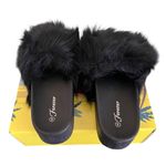 Forever Link Forever Donut Black Fuzzy Platform Slides Photo 0