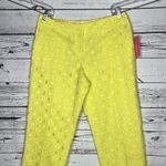 Isaac Mizrahi New York NWT Size 12 Citron Yellow Eyelet South Hampton Crop Pants Photo 1