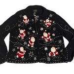 Christmas Sweater Designers Studio PL Long Sleeve Full Zip Collared Jacket Black Size undefined Photo 0