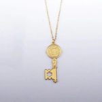 Boutique NEW Unisex Gold-Plated Saint Benedict Key Pendant Necklace, 16-18” Photo 4