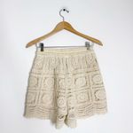 Rebellion  Crochet Knit Shorts Women’s Size M Ivory Boho Festival Lined Photo 1