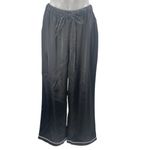 Revelry Black Satin Silk Short Sleeve Button Up Sleepwear Pajamas Pants Set L/XL Size L Photo 5