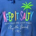 Myrtle Beach Hoodie Womens XL Blue Keep It Salty Long Sleeve Drawstring Hem Photo 2