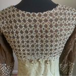 Pakistani Indian Desi Party Wear Maxi Dress (Flawed) Refer to pics Color Green Photo 8