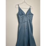 2000s Morilee Madeline Gardner Slate Blue Satin Formal Gown medium Photo 9