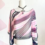 Vintage Y2K Striped Poncho Sheer Lightweight Boho Festival Y2K 2000s Small Pink Photo 0