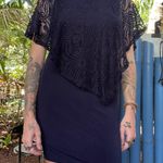 Sexy Mini Poncho Stretchy Blue Dress Photo 4