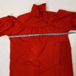 Women’s Red High Collar Asymmetrical Button Front Vintage Cottagecore Top Sz Lg Photo 6
