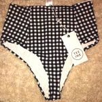 Gingham Highwaist Bikini Bottoms Black Size M Photo 0