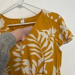 Old Navy Waist Defined V-Neck Dress Mustard Yellow White Floral Cap Sleeve Knee Photo 7