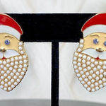 Serra  Santa Claus Christmas Earrings Rhinestone Pearl Beard Photo 0