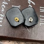 80s Clear Lucite Statement Stud Earrings | Black & Crystal Geometric Photo 4