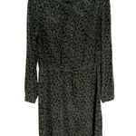 Rails  100% Silk Haha Olive Green Cheetah Shirt Dress Size M Photo 4