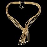 Vintage Unsigned Vendome Multistrand Faux Pearl Gold Mesh Chain Tassel Necklace Photo 2