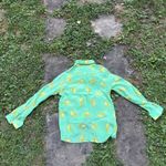 Leifsdottir‎ Anthropologie 100% Silk Green Bird Print Button Down Blouse Sz 6 Photo 8