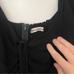 Reformation  Black Mini Dress with Puff Sleeve and Tie Front Photo 5