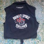 Vintage Y2K Broken Spoke Saloon biker sleeveless tie up shirt, size large Black Photo 1