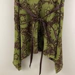 Hot Tempered Y2K Olive Green Brown Floral Paisley Mesh V Neck Asymmetrical Tank Photo 12