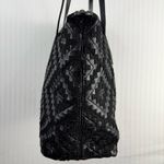 Eric Javits Kena Intricate Woven Resistant Tote Bag Black Leather Medium Western Photo 4